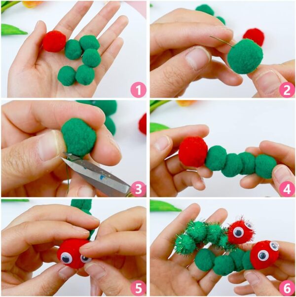 Bundooraking Brown Pom Poms - 1.5 inch (4cm), 90pcs for Crafts - Görsel 2
