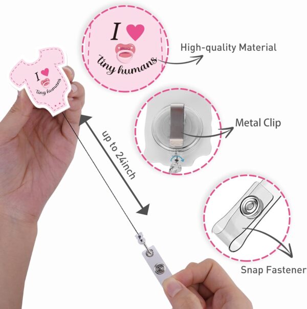 6 Pcs Labor and Delivery Badge Reels, Tiny Humans RN Baby Footprint Cute NICU Badge Holder Retractable Clip, Gifts for Nurse Healthcare Worker - Görsel 2