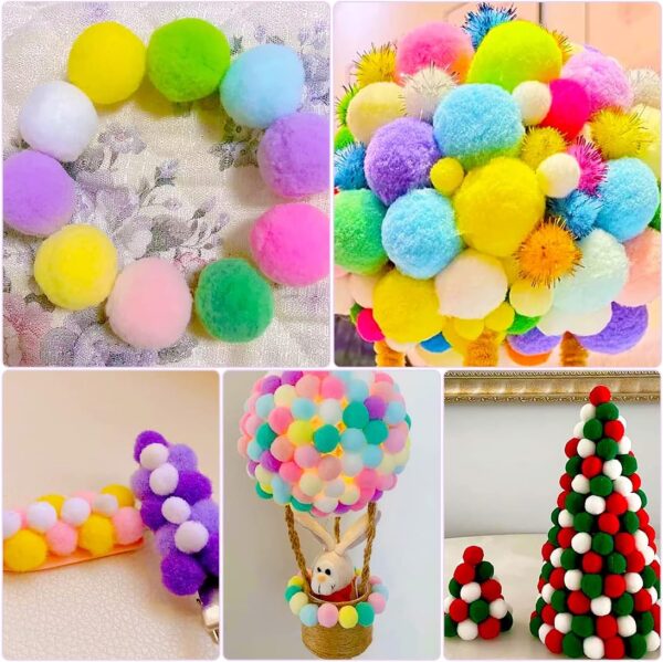Bundooraking Brown Pom Poms - 1.5 inch (4cm), 90pcs for Crafts - Görsel 3