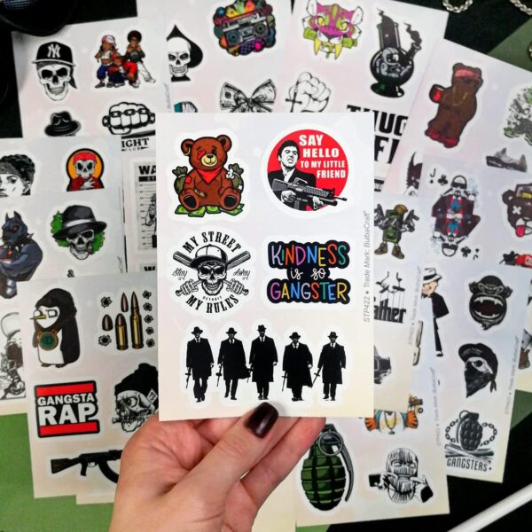 90Pcs Gangster Stickers, Gangster Decals, Gangster Gift, Skull Stickers, Gangster Pictures, Gangster Decorations Party, Gangster Posters Mafia - Görsel 4