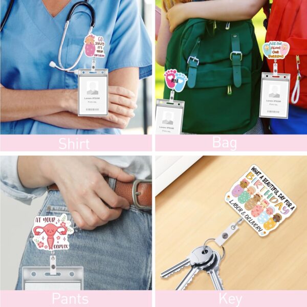 6 Pcs Labor and Delivery Badge Reels, Tiny Humans RN Baby Footprint Cute NICU Badge Holder Retractable Clip, Gifts for Nurse Healthcare Worker - Görsel 6
