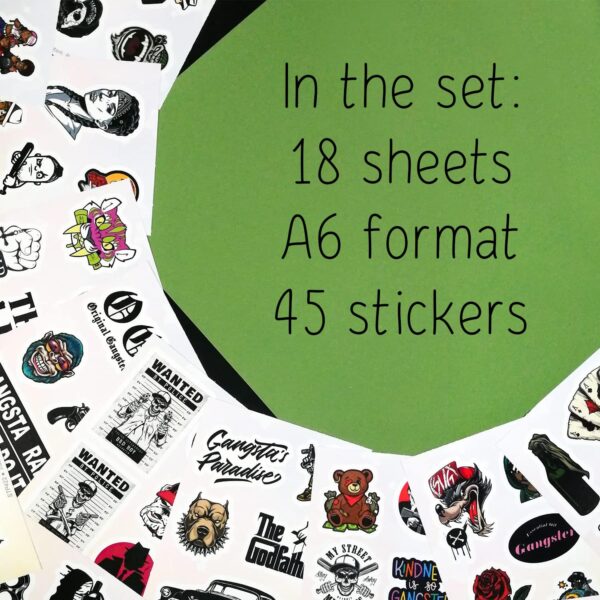 90Pcs Gangster Stickers, Gangster Decals, Gangster Gift, Skull Stickers, Gangster Pictures, Gangster Decorations Party, Gangster Posters Mafia - Görsel 2